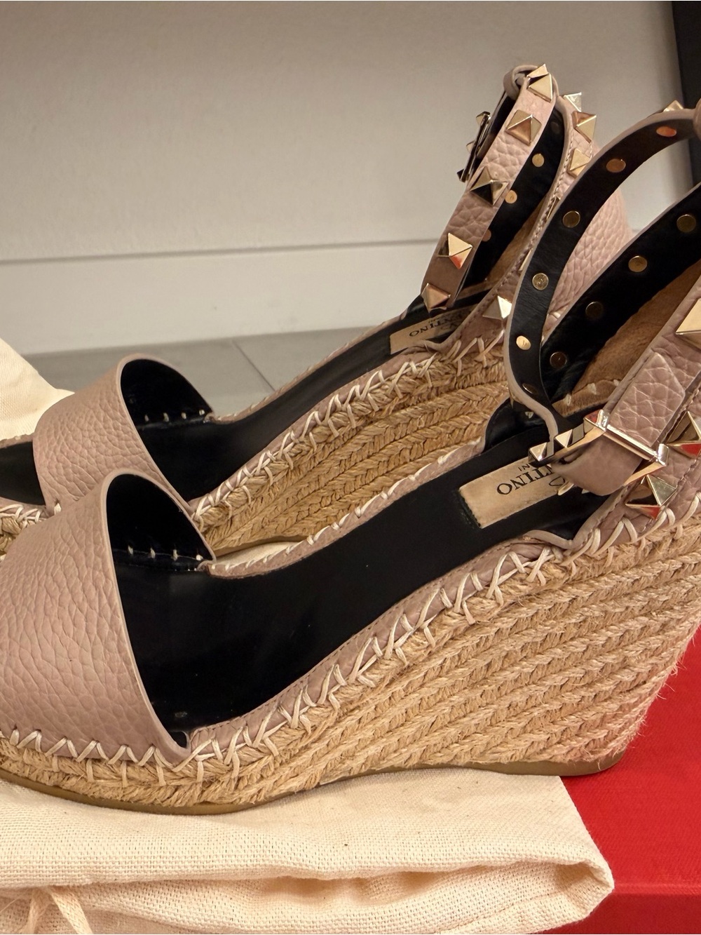 Valentino Garavani Rockstud Double Espadrille Wedge Sandals - Picture 2 of 8
